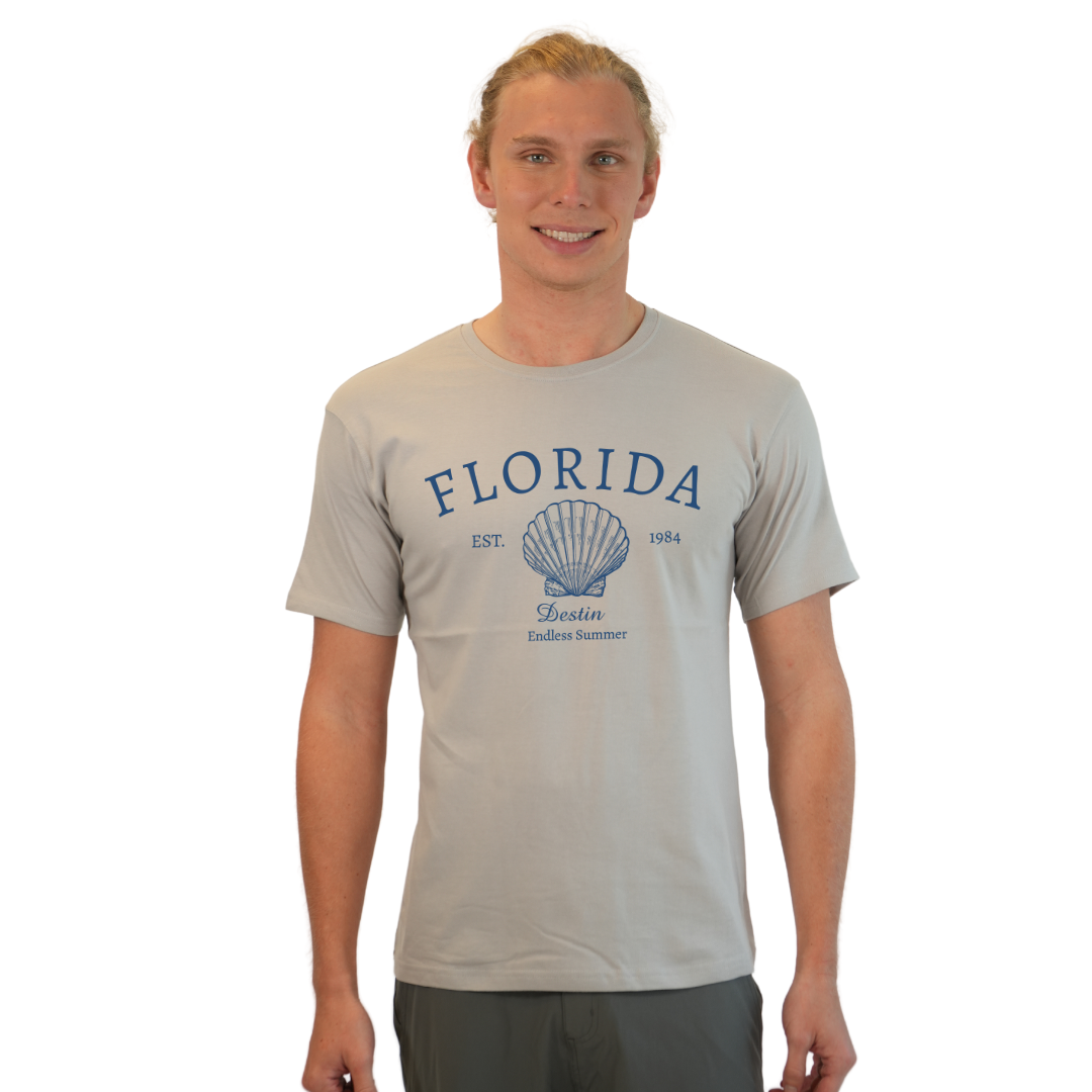 Destin Combed Cotton Men T-Shirt with a Front Florida Shell Endless Summer Design Style CC1000