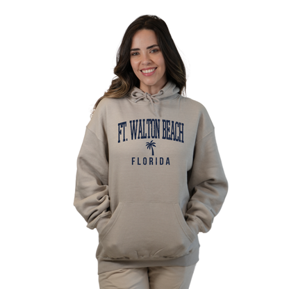 Ft. Walton Beach Pullover Hoodie Women with a City Name Blue design Style 252