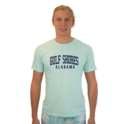 Gulf Shores Alabama Combed Cotton Men T-Shirt with Navy City Name Style CC1000