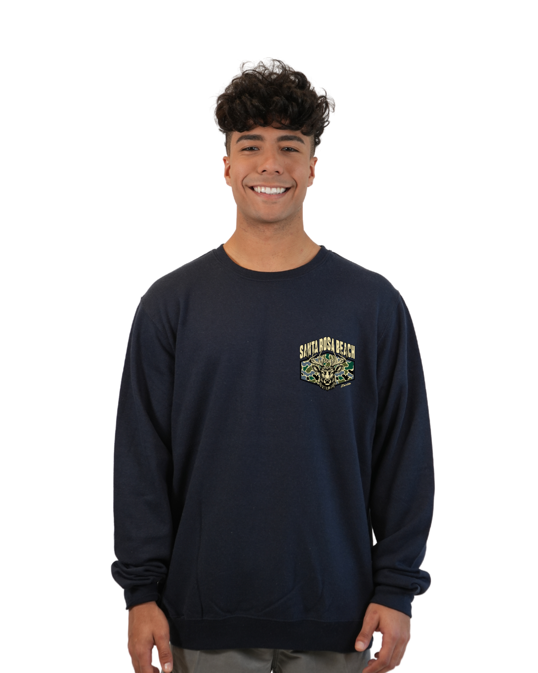 Santa Rosa Beach Deer Men Crewneck – Camouflage Edition