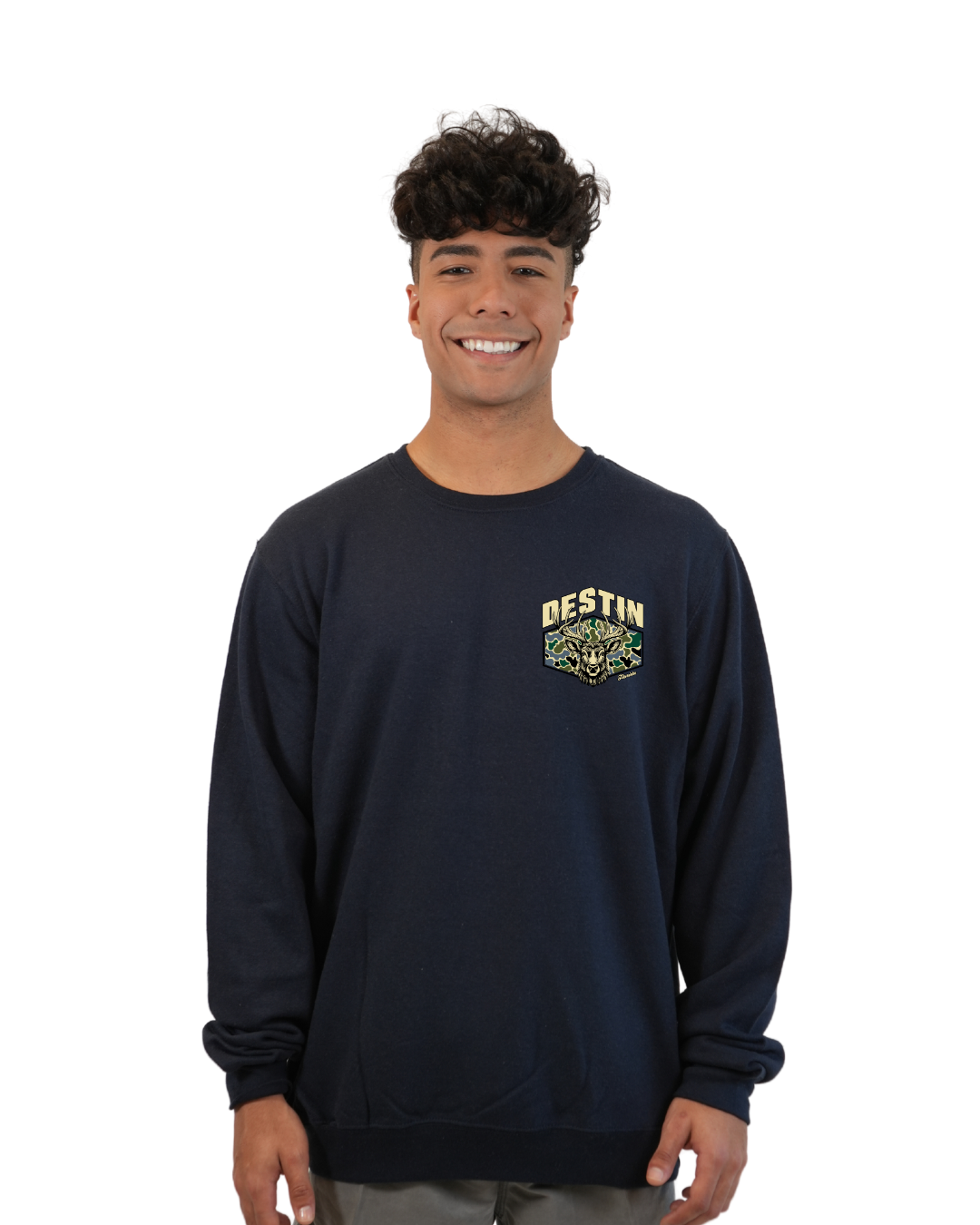 Destin Deer Crewneck – Camouflage Edition crewneck alvinsisland.com Navy S