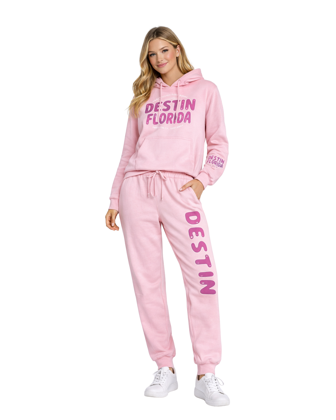 Destin, Fl City Name with Love (Hoodie& Pants) Set (Two piece) Clothing alvinsisland.com Lt.Pink S