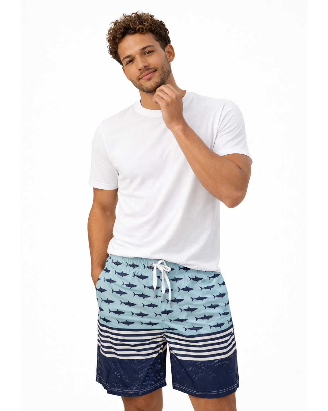 Mens Swim Trunks Small Sharks Style Sm-010 SHORT alvinsisland.com