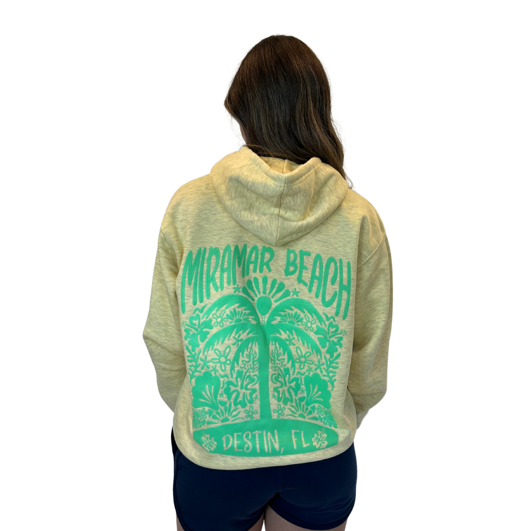 Miramar Beach with front Palm Tree pocket design and back big Design Pullover Hoodie Women Style ML200