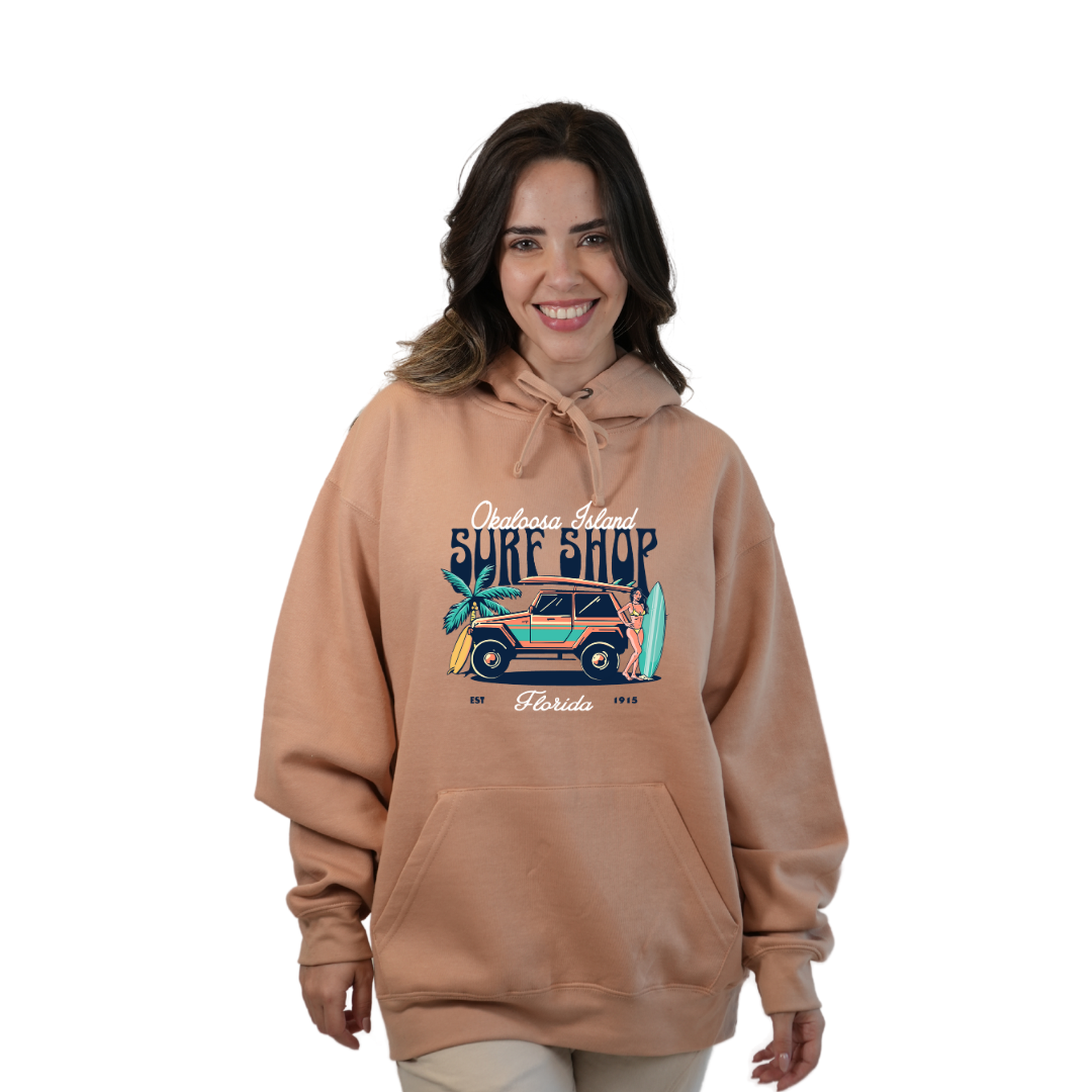 Okaloosa Island Hoodie Women  with Surf Shop Front Design Style 252