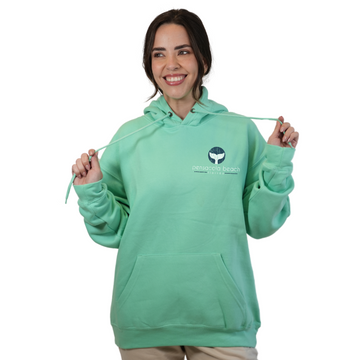 Pensacola Beach Pullover Hoodie Women with front Whale Tale pocket design and back big Whale Tale Design Style 252