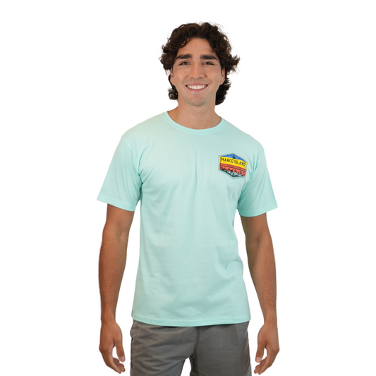 Marco Island One Happy Island Combed/Cotton Unisex Celadon T-Shirt Style Cc1000