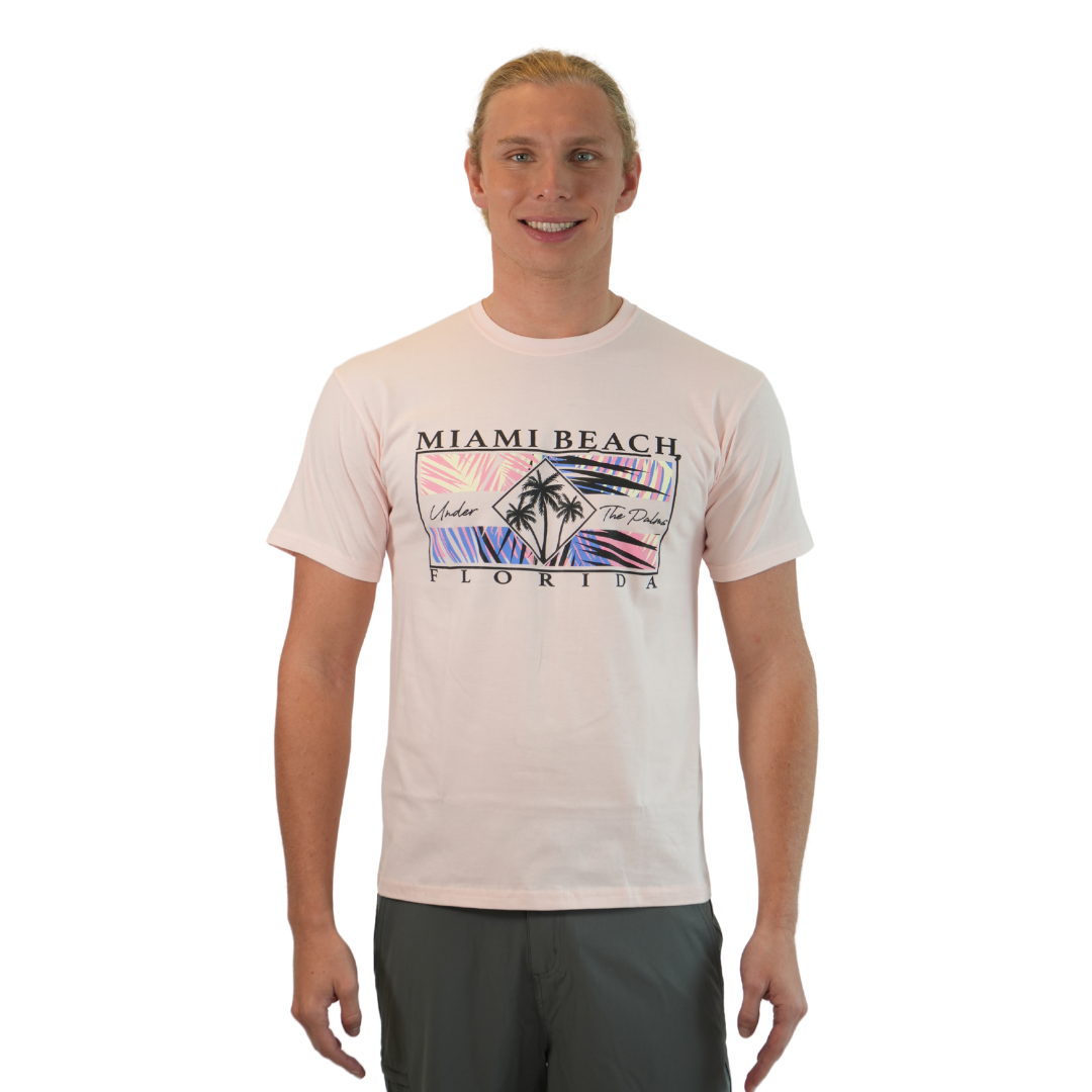 Miami Under The Palms Combed/Cotton Unisex Ice Pink T-Shirt Style Cc1000