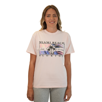 Miami Under The Palms Combed/Cotton Women Ice Pink T-Shirt Style Cc1000