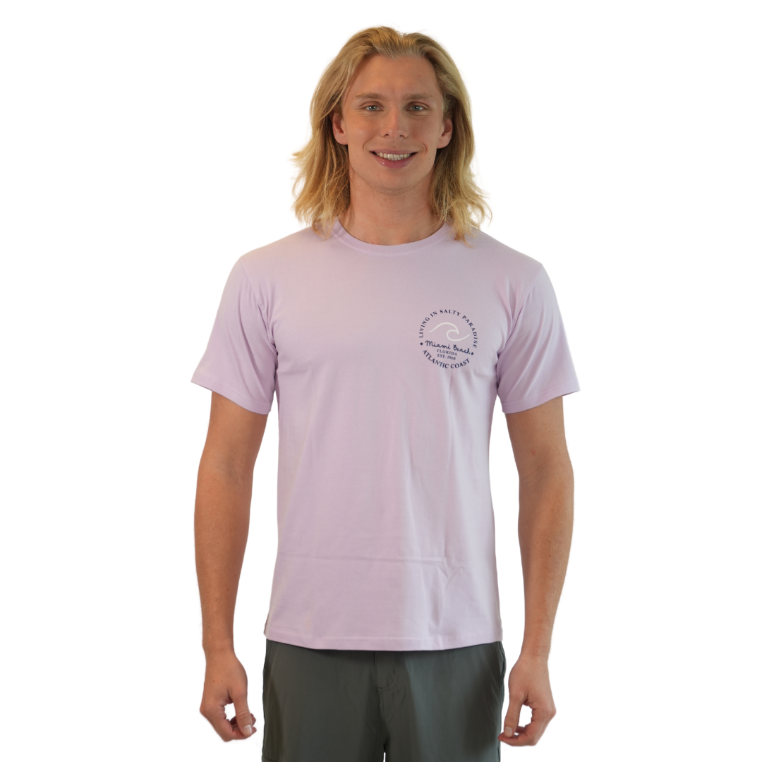 Miami Living In Salty Combed/Cotton Unisex Purple Ice T-Shirt Style Cc1000