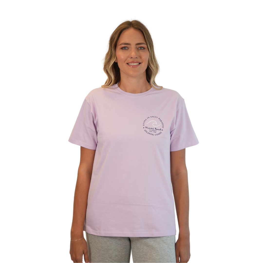 Miami Living In Salty Combed/Cotton Women Purple Ice T-Shirt Style Cc1000