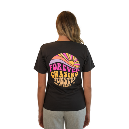 Miami Forever Combed/Cotton Women Charcoal T-Shirt Style Cc1000