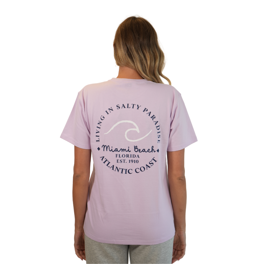 Miami Living In Salty Combed/Cotton Women Purple Ice T-Shirt Style Cc1000