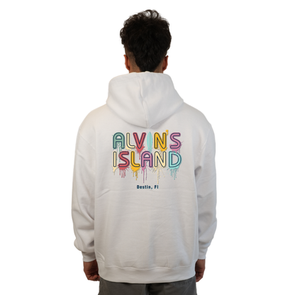 Destin Florida Pullover Hoodie Men with a Alvin's island  Drip  Painting Design Style 252