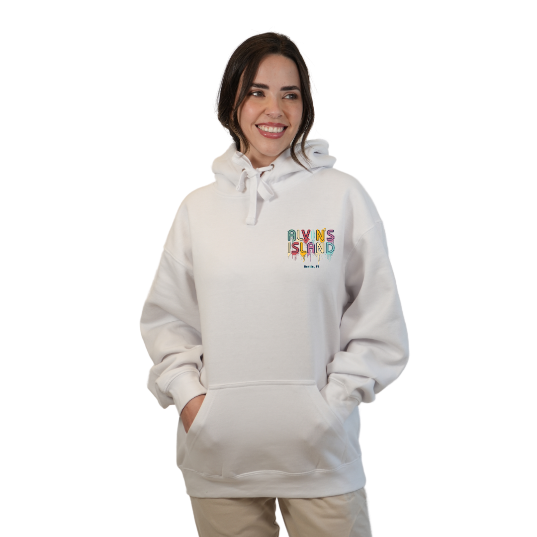 Destin Florida Pullover Hoodie Women with Alvin's Island Drip Panting front and back Design Style 252