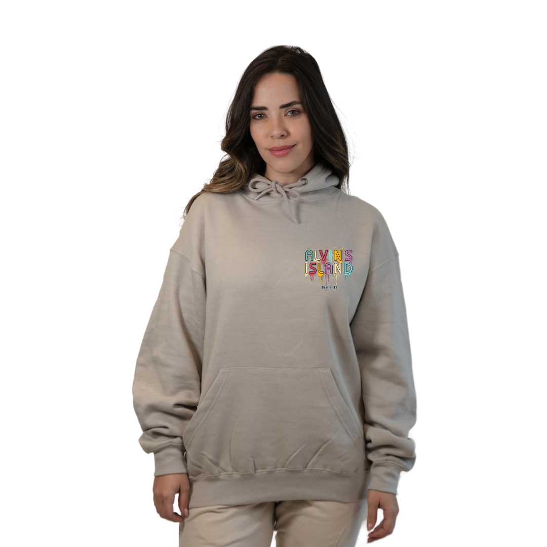 Destin Florida Pullover Hoodie Women with Alvin's Island Drip Panting front and back Design Style 252