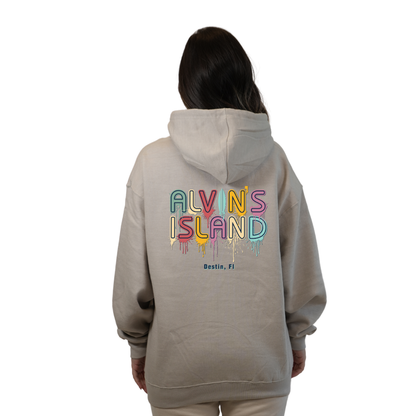 Destin Florida Pullover Hoodie Women with Alvin's Island Drip Panting front and back Design Style 252