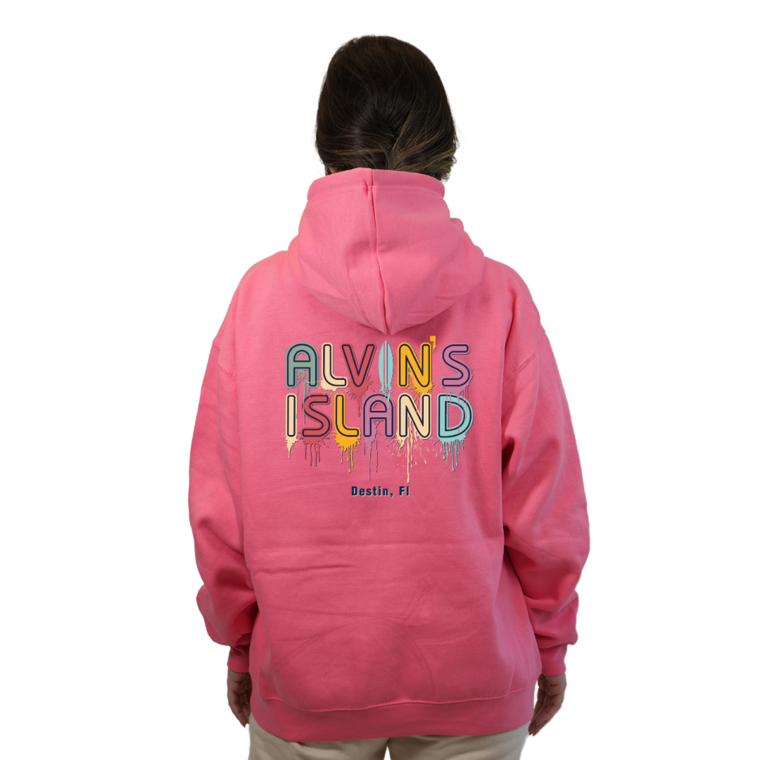 Destin Florida Pullover Hoodie Women with Alvin's Island Drip Panting front and back Design Style 252