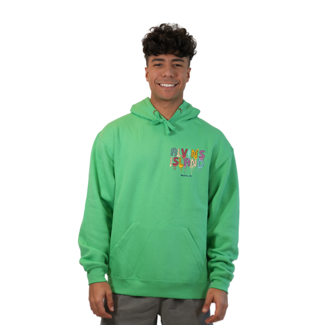 Destin Florida Pullover Hoodie Men with a Alvin's island  Drip  Painting Design Style 252