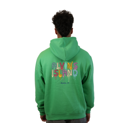 Destin Florida Pullover Hoodie Men with a Alvin's island  Drip  Painting Design Style 252