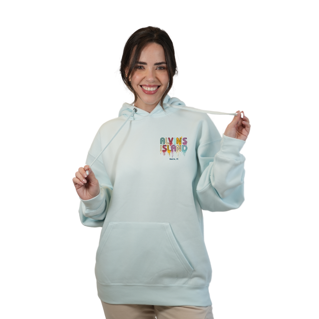 Destin Florida Pullover Hoodie Women with Alvin's Island Drip Panting front and back Design Style 252