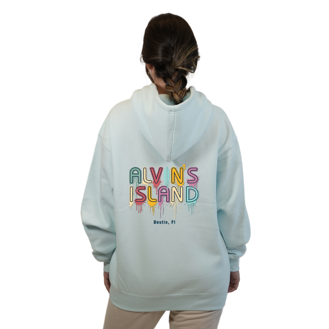 Destin Florida Pullover Hoodie Women with Alvin's Island Drip Panting front and back Design Style 252