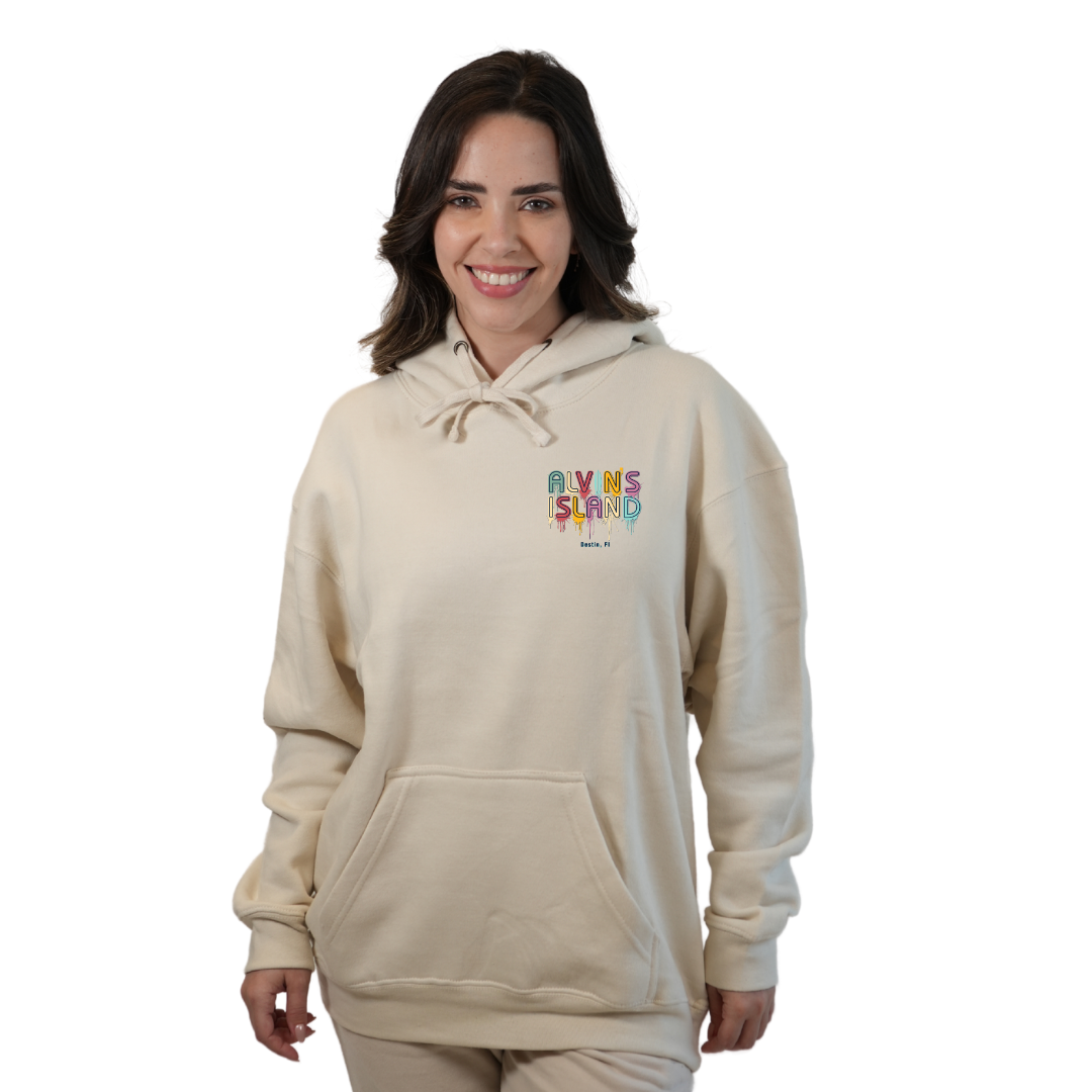 Destin Florida Pullover Hoodie Women with a Alvin's island  Drip  Painting Design Style 252