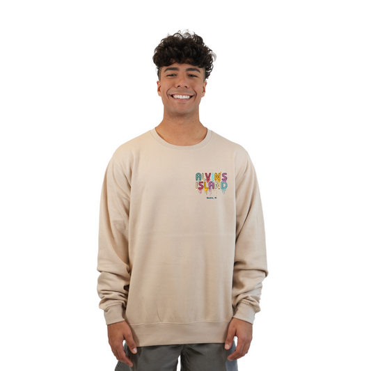 Destin Florida Fleece Crewneck Sweatshirt Men with a Alvin's Island Drip Panting Design Style 067