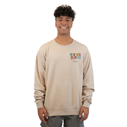 Gulf Shores Fleece Crewneck Sweatshirt Men with a Alvin's island Drip Painting Design Style 067