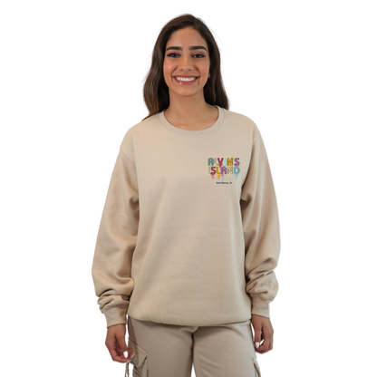 Gulf Shores Fleece Crewneck Sweatshirt Women with a Alvin's island Drip Painting Design Style 067