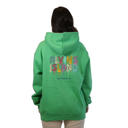 Gulf Shores Pullover Hoodie Women with a Alvin's island  Drip  Painting Design Style 252