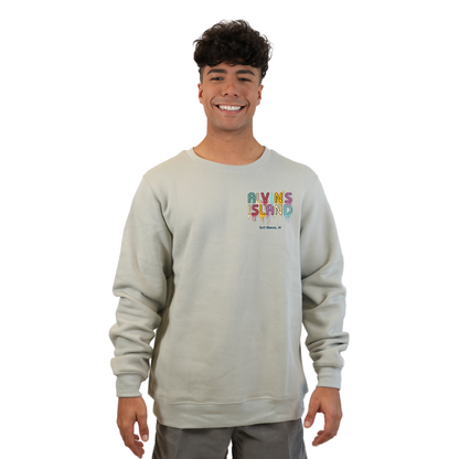 Gulf Shores Fleece Crewneck Sweatshirt Men with a Alvin's island Drip Painting Design Style 067