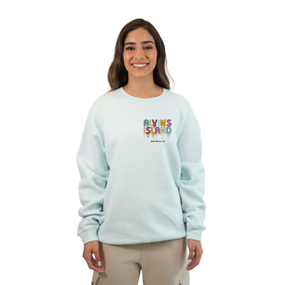 Gulf Shores Fleece Crewneck Sweatshirt Women with a Alvin's island Drip Painting Design Style 067