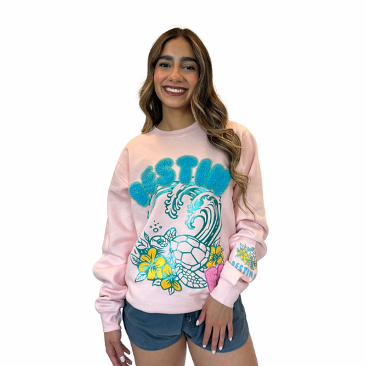 Destin Fl, Crewneck Women with texture patch on the front and the sleeve Style 067