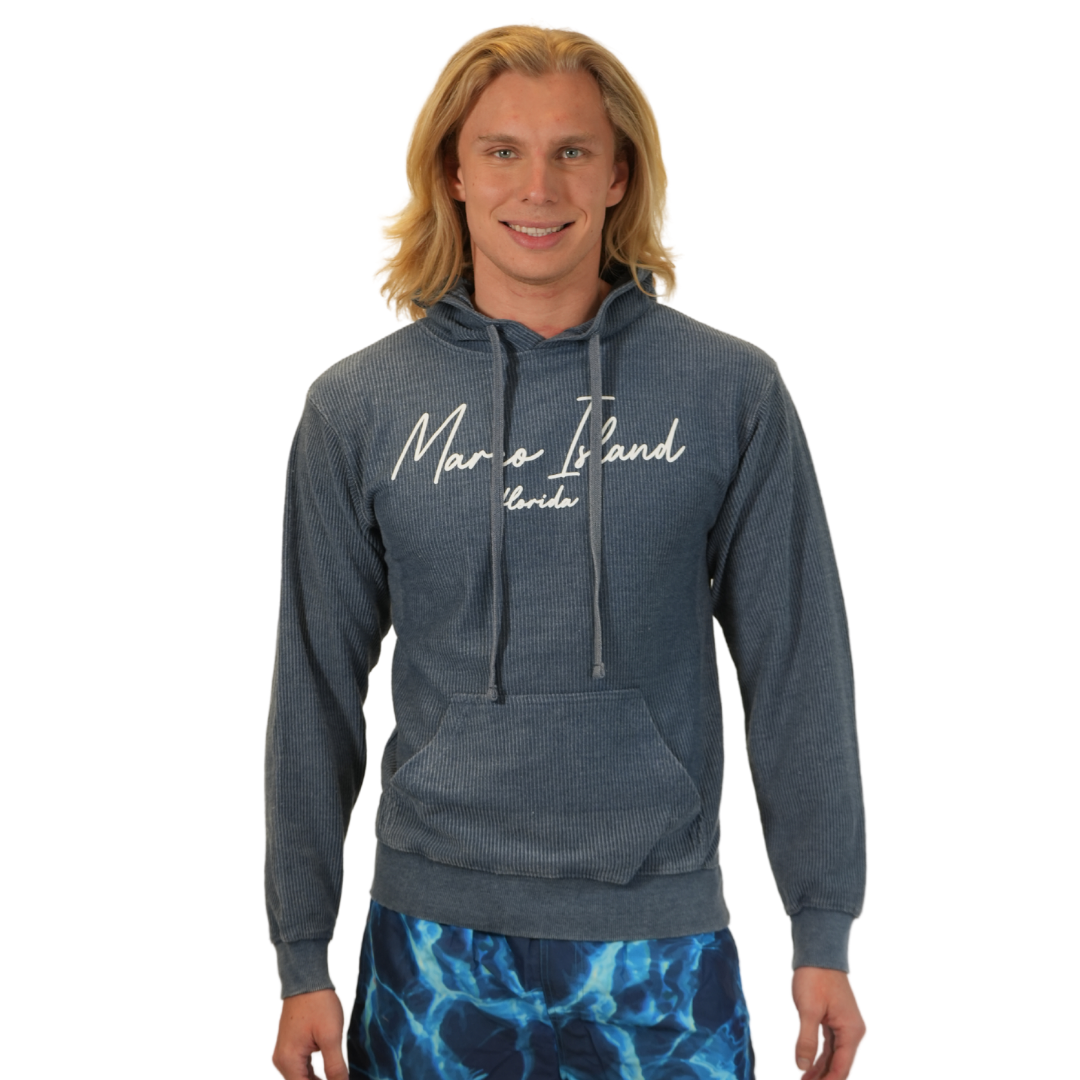 Marco Island Fl Navy  Ribbed Pullover Hoodie Unisex Style A400