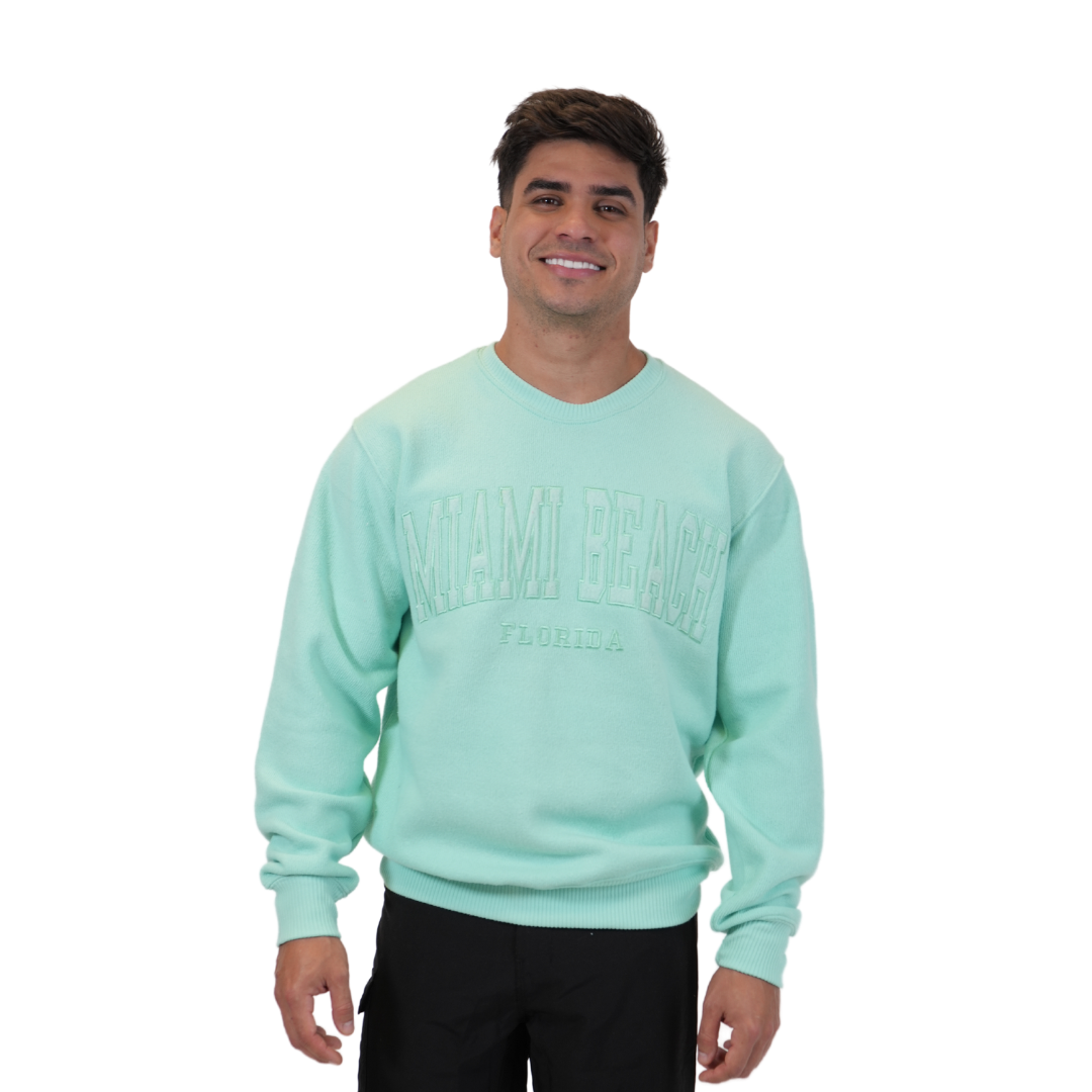 Miami Beach Fl. Nantucket Crewneck W/ City Name Applique Style Ap267