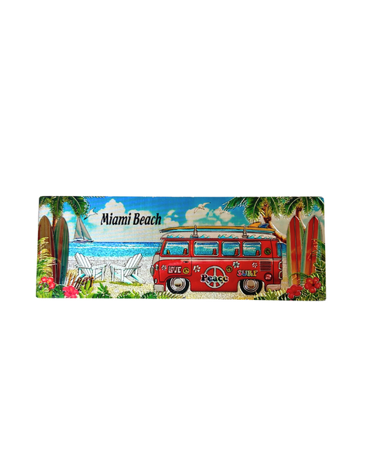 Miami Beach, Fl Love, Peace and Surf Design Magnet souvenirs alvinsisland.com