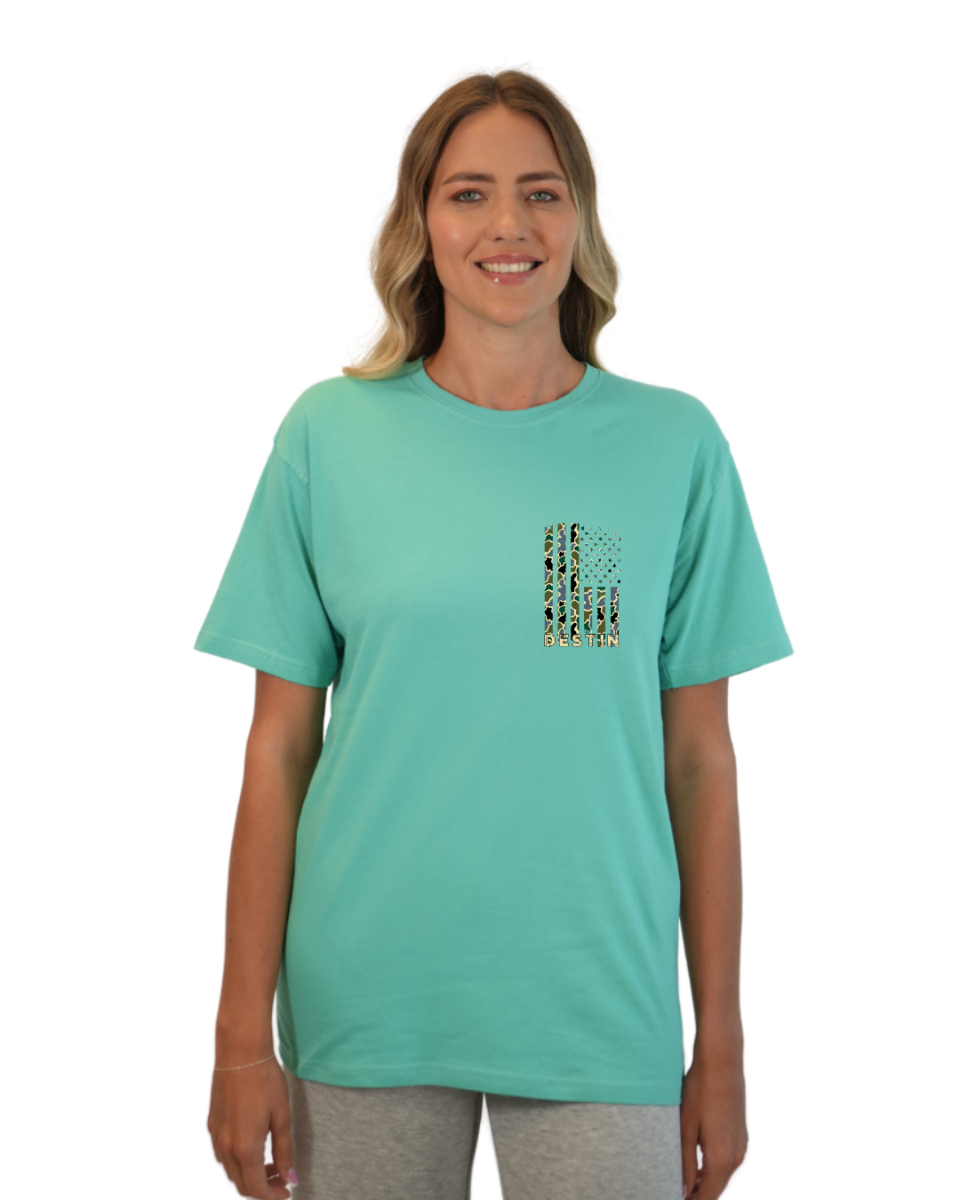Destin American Flag T-Shirt – Camouflage Edition T-SHIRT alvinsisland.com Mint S