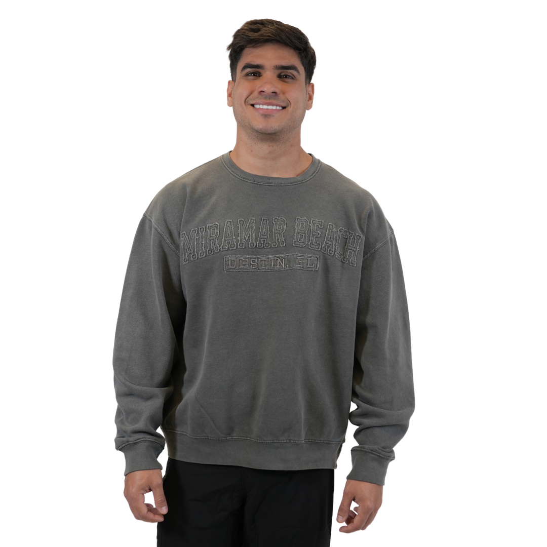 Miramar Beach Fl, Garment Dye Crewneck W/ City Name Applique Style AP350