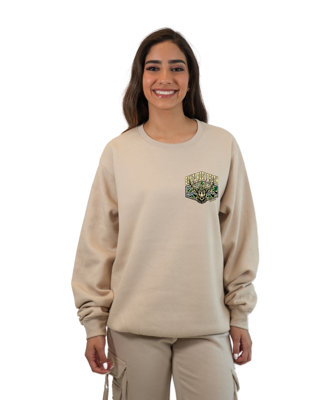 Santa Rosa Beach Deer Women Crewneck – Camouflage Edition