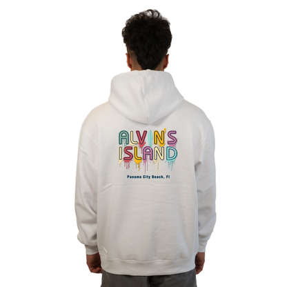 Panama City Pullover Hoodie Men with a Alvin's island  Drip  Painting Design Style 252