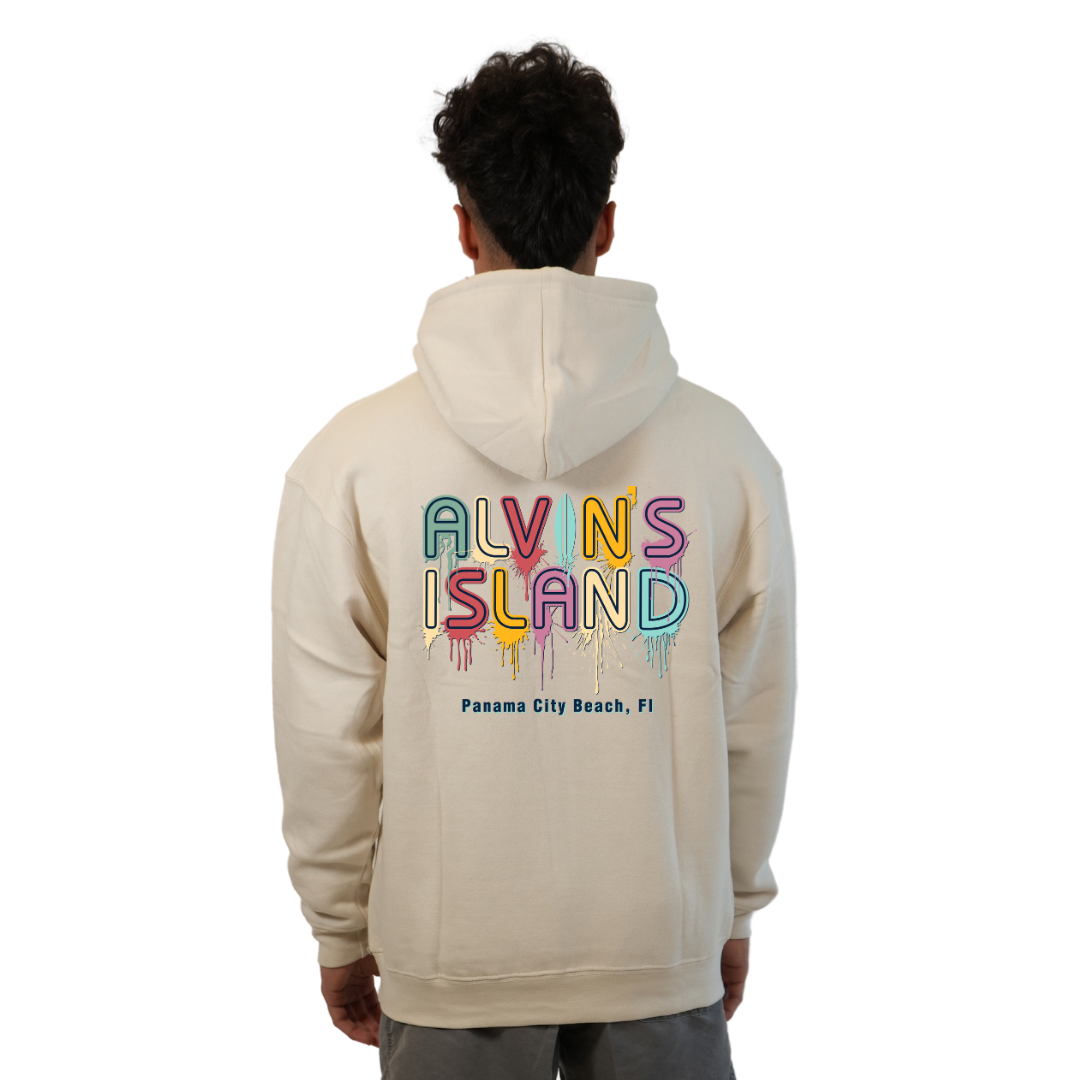 Panama City Florida Pullover Hoodie Men with Alvin's Island Drip Panting front and back Design Style 252