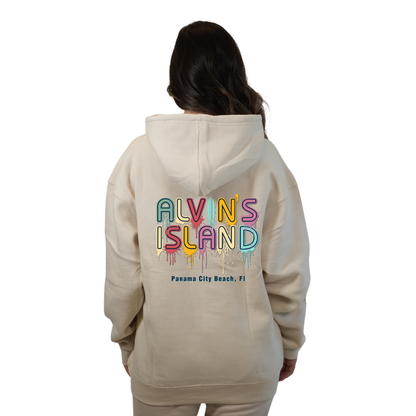 Panama City Florida Pullover Hoodie Women with Alvin's Island Drip Panting front and back Design Style 252