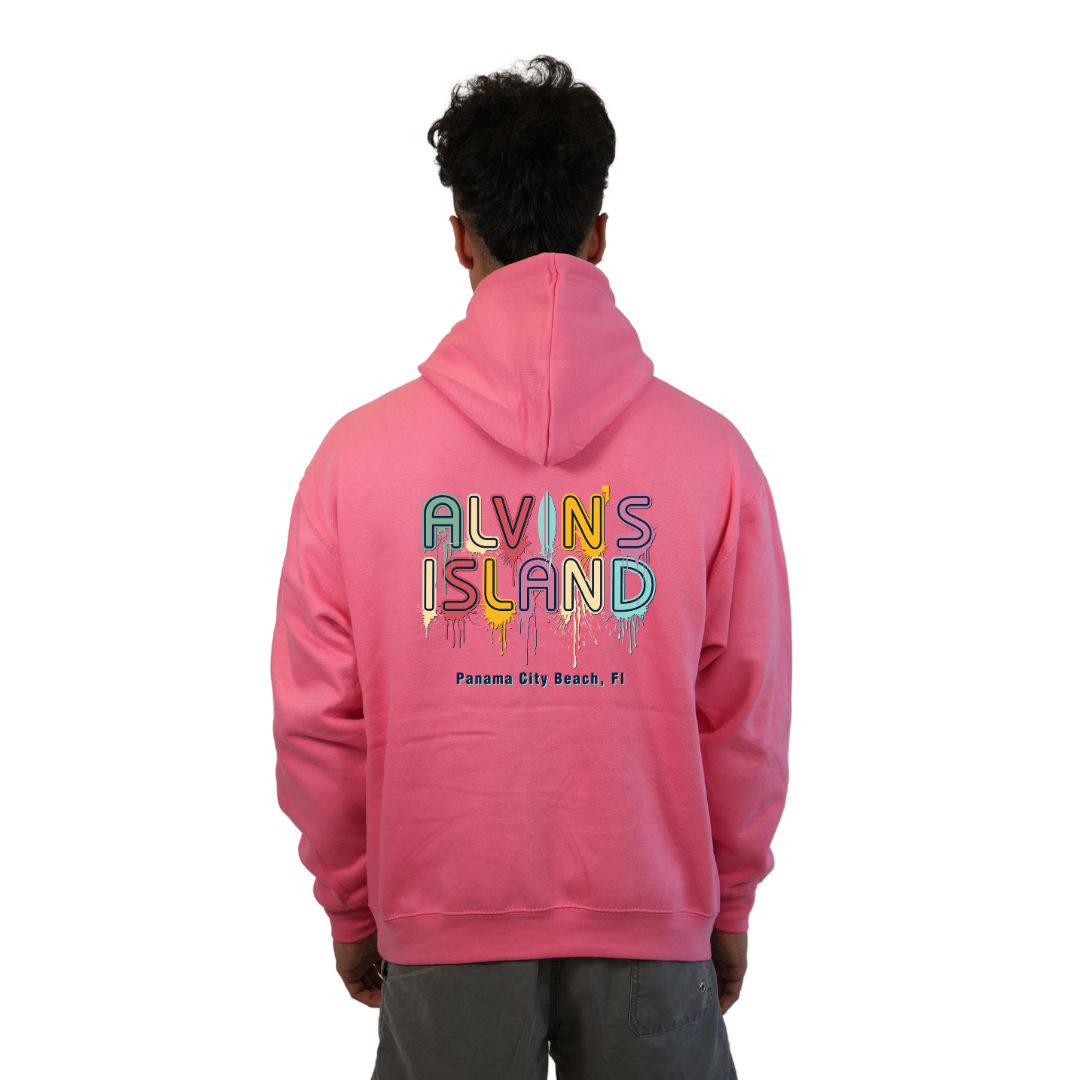 Panama City Florida Pullover Hoodie Men with Alvin's Island Drip Panting front and back Design Style 252