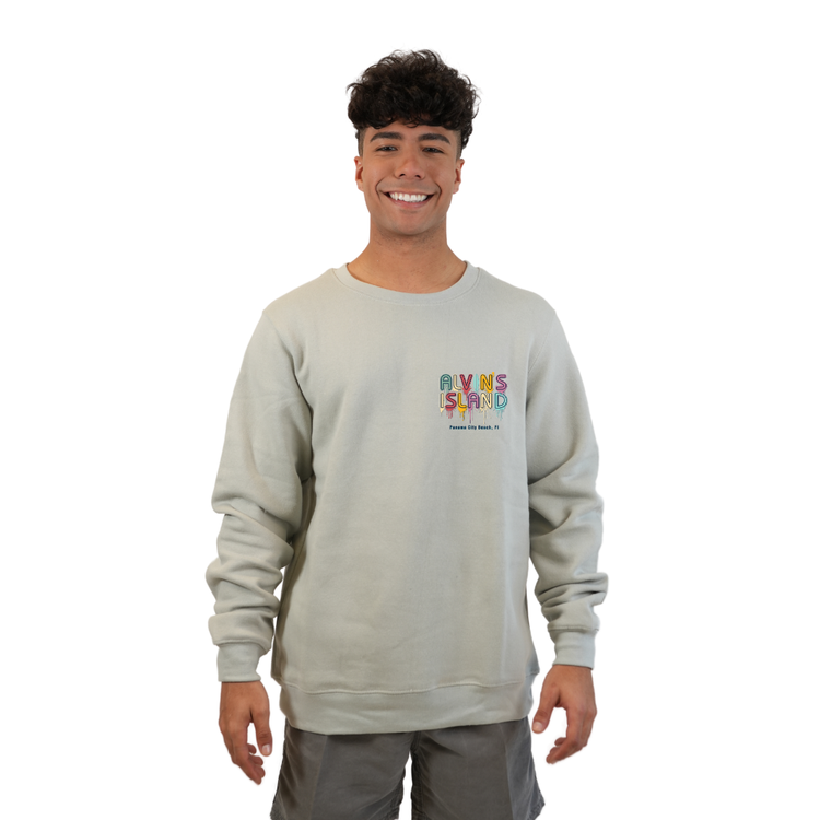 Panama City Florida Fleece Crewneck Sweatshirt Men with a Alvin's Panama City Florida Fleece Crewneck Sweatshirt Men with a Alvin's
