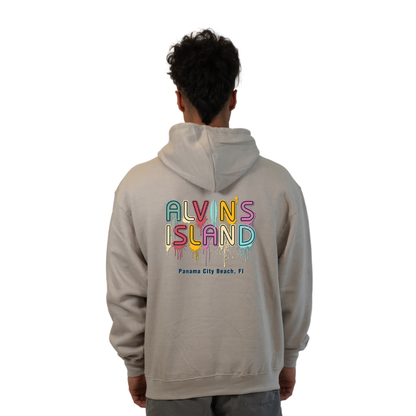 Panama City Florida Pullover Hoodie Men with Alvin's Island Drip Panting front and back Design Style 252