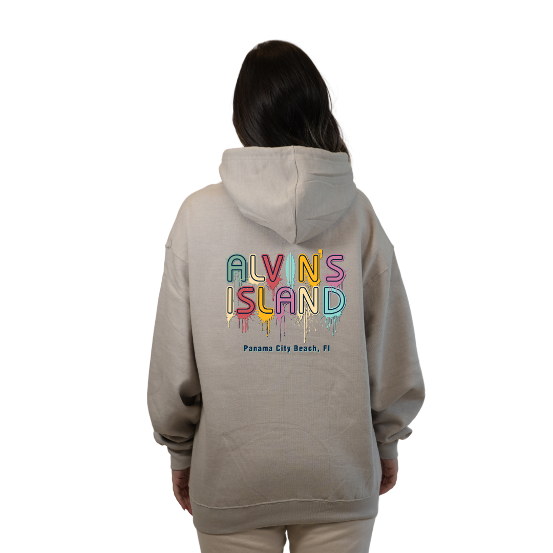 Panama City Florida Pullover Hoodie Women with Alvin's Island Drip Panting front and back Design Style 252