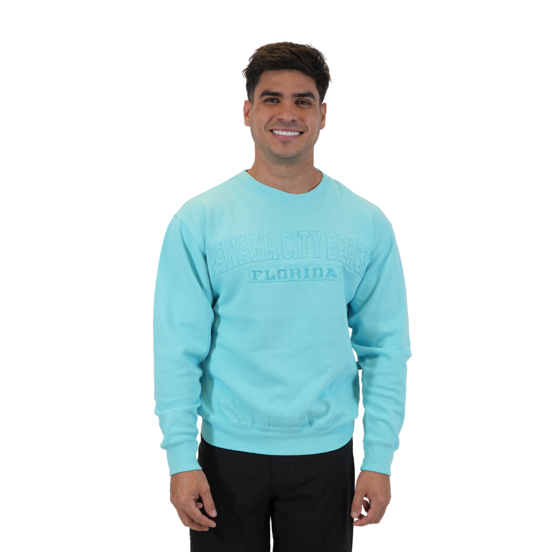 Panama City Fl, Garment Dye Crewneck W/ City Name Applique Style AP350