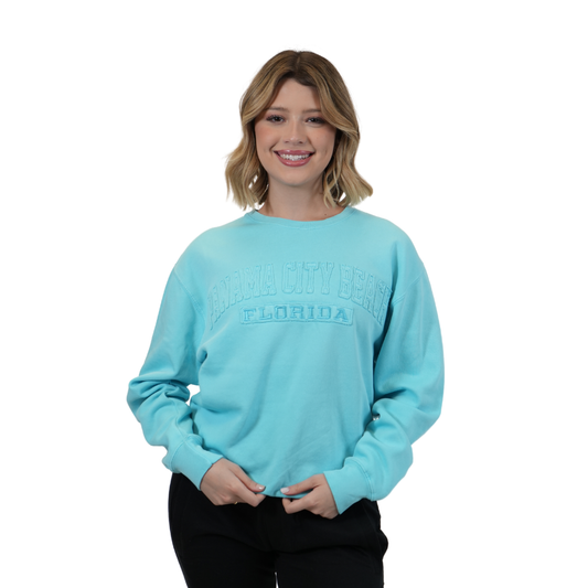 Panama City Fl, Garment Dye Crewneck w/ City Name Applique Style AP350