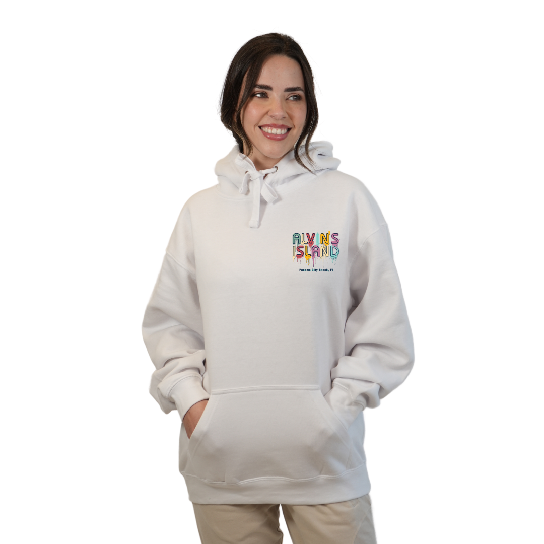 Panama City Florida Pullover Hoodie Women with Alvin's Island Drip Panting front and back Design Style 252